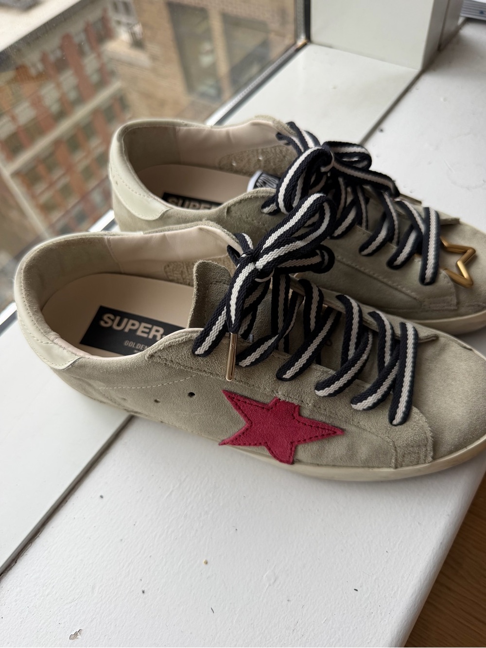 Golden Goose Superstar Suede Sneakers with Pink Star 38